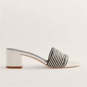 Reformation Sedonia Mignon Block Heeled Sandal White Black Leather‎ Womens 10